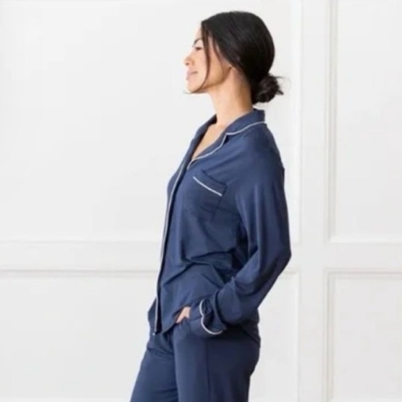 NWT COZY EARTH Navy Long Sleeve Bamboo Pajama Top Button Down Sleep Shirt‎ XXXL - Picture 2 of 14